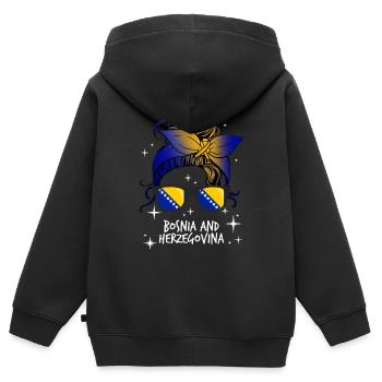 Bosnien und Herzegowina - Kinder Premium Organic Zip Hoodie - Schwarz - Hinten - AI Model Kid Male (0cm)