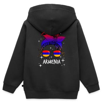 Armenien - Kinder Premium Organic Zip Hoodie - Schwarz - Hinten - AI Model Kid Male (0cm)