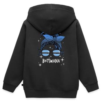 Botswana - Kinder Premium Organic Zip Hoodie - Schwarz - Hinten - AI Model Kid Male (0cm)