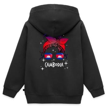 Kambodscha - Kinder Premium Organic Zip Hoodie - Schwarz - Hinten - AI Model Kid Male (0cm)
