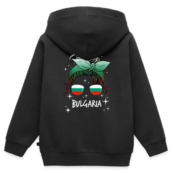 Bulgarien - Kinder Premium Organic Zip Hoodie - Schwarz - Hinten - AI Model Kid Male (0cm)