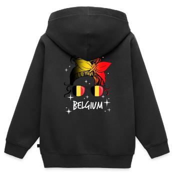 Belgien - Kinder Premium Organic Zip Hoodie - Schwarz - Hinten - AI Model Kid Male (0cm)