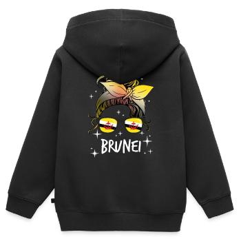 Brunei - Sweat Premium à capuche zippé enfant bio - noir - Dos - AI Model Kid Male (0cm)