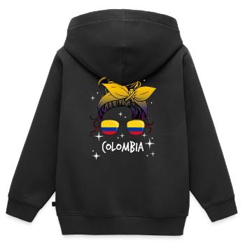 Colombie - Sweat Premium à capuche zippé enfant bio - noir - Dos - AI Model Kid Male (0cm)