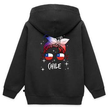 Chile - Kinder Premium Organic Zip Hoodie - Schwarz - Hinten - AI Model Kid Male (0cm)
