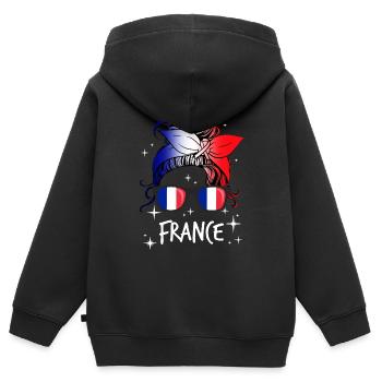 Frankreich - Kinder Premium Organic Zip Hoodie - Schwarz - Hinten - AI Model Kid Male (0cm)