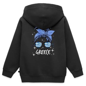 Griechenland - Kinder Premium Organic Zip Hoodie - Schwarz - Hinten - AI Model Kid Male (0cm)