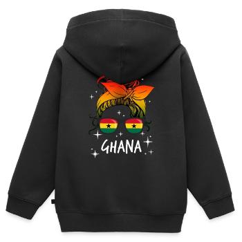 Ghana - Kinder Premium Organic Zip Hoodie - Schwarz - Hinten - AI Model Kid Male (0cm)