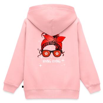 Hongkong - Kinder Premium Organic Zip Hoodie - Rosa - Hinten - AI Model Kid Female (0cm)