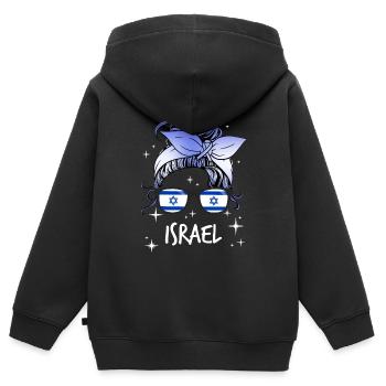 Israel - Kinder Premium Organic Zip Hoodie - Schwarz - Hinten - AI Model Kid Male (0cm)
