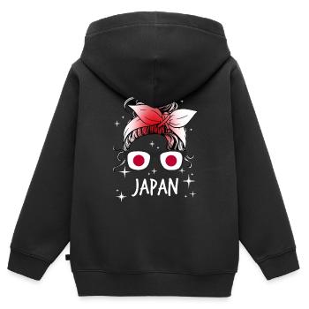 Japan - Kinder Premium Organic Zip Hoodie - Schwarz - Hinten - AI Model Kid Male (0cm)