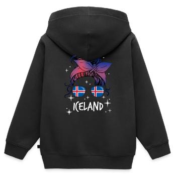 Islande - Sweat Premium à capuche zippé enfant bio - noir - Dos - AI Model Kid Male (0cm)