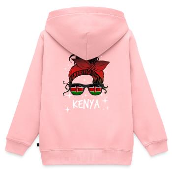 Kenia - Kinder Premium Organic Zip Hoodie - Rosa - Hinten - AI Model Kid Female (0cm)