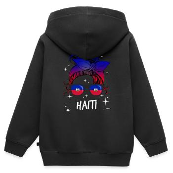 Haiti - Kinder Premium Organic Zip Hoodie - Schwarz - Hinten - AI Model Kid Male (0cm)