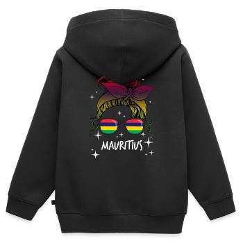 Mauritius - Kinder Premium Organic Zip Hoodie - Schwarz - Hinten - AI Model Kid Male (0cm)