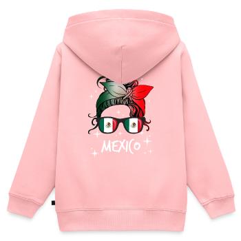 Mexiko - Kinder Premium Organic Zip Hoodie - Rosa - Hinten - AI Model Kid Female (0cm)