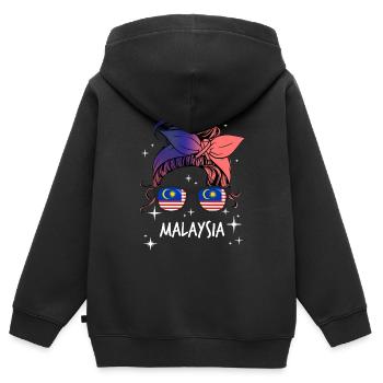 Malaysia - Kinder Premium Organic Zip Hoodie - Schwarz - Hinten - AI Model Kid Male (0cm)