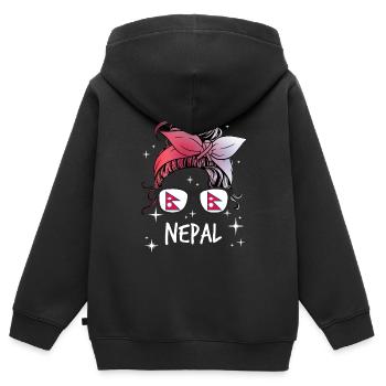 Nepal - Kinder Premium Organic Zip Hoodie - Schwarz - Hinten - AI Model Kid Male (0cm)