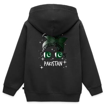 Pakistan - Kinder Premium Organic Zip Hoodie - Schwarz - Hinten - AI Model Kid Male (0cm)