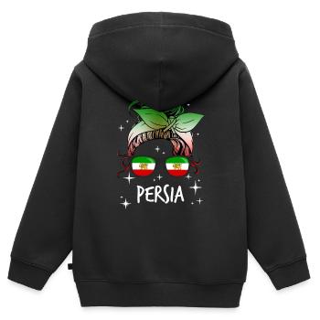 Perse - Sweat Premium à capuche zippé enfant bio - noir - Dos - AI Model Kid Male (0cm)