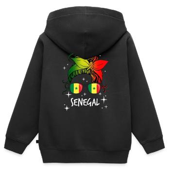 Sénégal - Sweat Premium à capuche zippé enfant bio - noir - Dos - AI Model Kid Male (0cm)