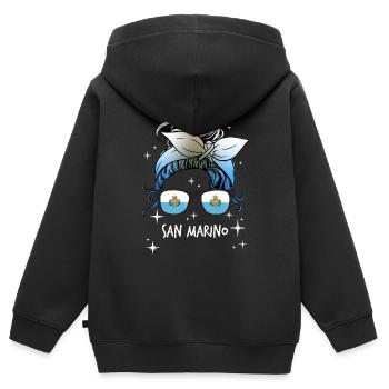 San Marino - Kinder Premium Organic Zip Hoodie - Schwarz - Hinten - AI Model Kid Male (0cm)