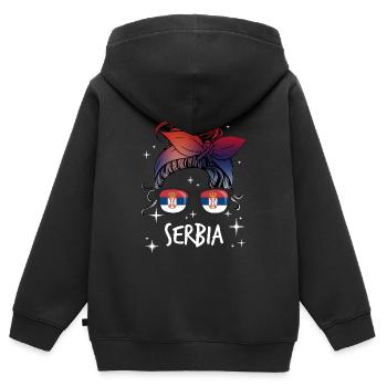 Serbien - Kinder Premium Organic Zip Hoodie - Schwarz - Hinten - AI Model Kid Male (0cm)