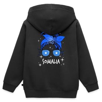 Somalia - Kinder Premium Organic Zip Hoodie - Schwarz - Hinten - AI Model Kid Male (0cm)