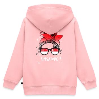 Singapur - Kinder Premium Organic Zip Hoodie - Rosa - Hinten - AI Model Kid Female (0cm)