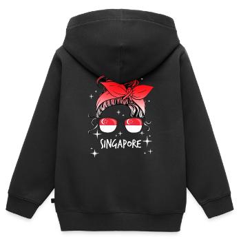 Singapur - Kinder Premium Organic Zip Hoodie - Schwarz - Hinten - AI Model Kid Male (0cm)