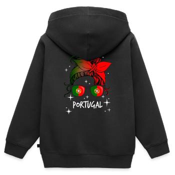Portugal - Kinder Premium Organic Zip Hoodie - Schwarz - Hinten - AI Model Kid Male (0cm)