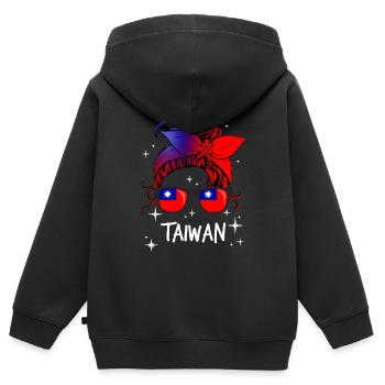 Taïwan - Sweat Premium à capuche zippé enfant bio - noir - Dos - AI Model Kid Male (0cm)