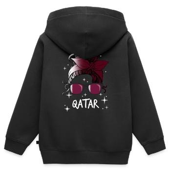 Qatar - Sweat Premium à capuche zippé enfant bio - noir - Dos - AI Model Kid Male (0cm)