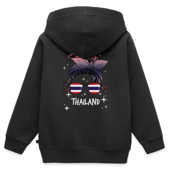 Thailand - Kinder Premium Organic Zip Hoodie - Schwarz - Hinten - AI Model Kid Male (0cm)