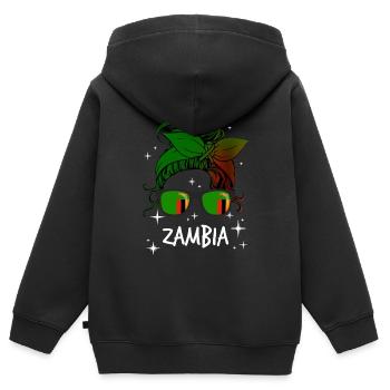 Sambia - Kinder Premium Organic Zip Hoodie - Schwarz - Hinten - AI Model Kid Male (0cm)