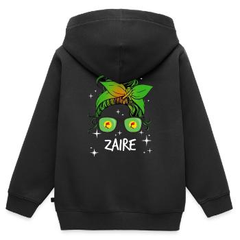 Zaire - Kinder Premium Organic Zip Hoodie - Schwarz - Hinten - AI Model Kid Male (0cm)