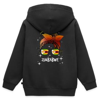Zimbabwe - Sweat Premium à capuche zippé enfant bio - noir - Dos - AI Model Kid Male (0cm)