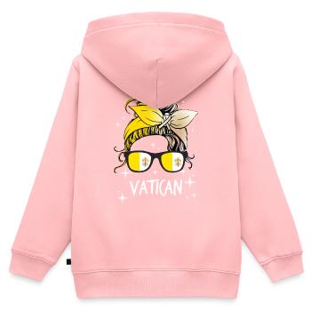 Vatican - Sweat Premium à capuche zippé enfant bio - rose - Dos - AI Model Kid Female (0cm)