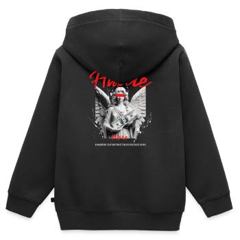 Hustle More Statue d’ange avec des billets d’un dollar - Sweat Premium à capuche zippé enfant bio - noir - Dos - AI Model Kid Male (0cm)