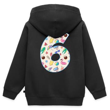 HOLIDAY NUMBER 6 YEARS SUMMER 6TH BIRTHDAY - Kids Premium Organic Zip-up Hoodie - black - Back - AI Model Kid Male (0cm)