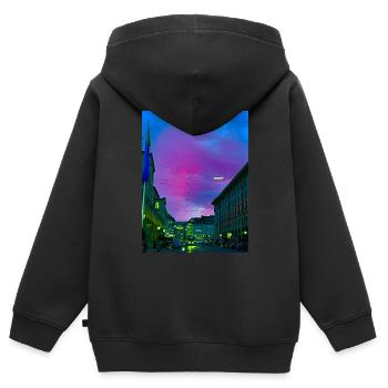 Crazy sky - Kinder Premium Organic Zip Hoodie - Schwarz - Hinten - AI Model Kid Male (0cm)