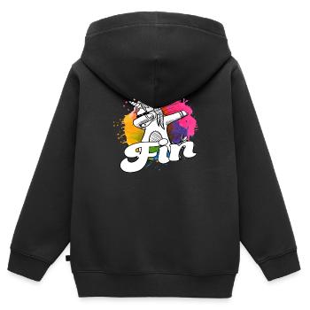 FIN - Schöner Jungen Name mit Coolem Einhorn - Kinder Premium Organic Zip Hoodie - Schwarz - Hinten - AI Model Kid Male (0cm)