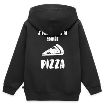 Soirée pizza - Sweat Premium à capuche zippé enfant bio - noir - Dos - AI Model Kid Male (0cm)