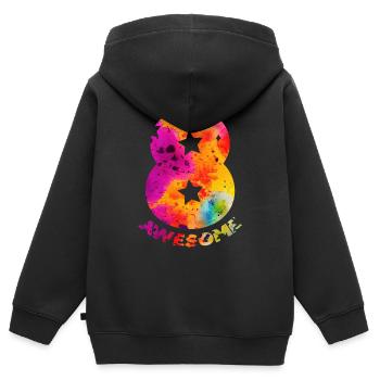 GÉNIAL 8ÈME ANNIVERSAIRE LICORNE 8 ANS - Sweat Premium à capuche zippé enfant bio - noir - Dos - AI Model Kid Male (0cm)