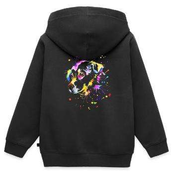Petit chien mignon - Sweat Premium à capuche zippé enfant bio - noir - Dos - AI Model Kid Male (0cm)