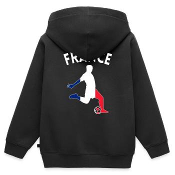 Idée cadeau Football Supporter France - Sweat Premium à capuche zippé enfant bio - noir - Dos - AI Model Kid Male (0cm)