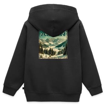 Aspen Ski Snowboard Escapade hivernale vintage - Sweat Premium à capuche zippé enfant bio - noir - Dos - AI Model Kid Male (0cm)