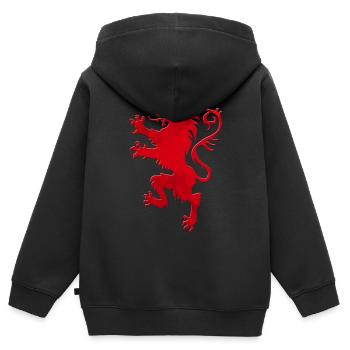 Wappen Löwe rot Wappentier - Kinder Premium Organic Zip Hoodie - Schwarz - Hinten - AI Model Kid Male (0cm)