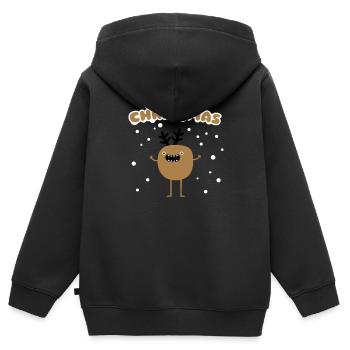 Funny Christmas Reindeer - Sweat Premium à capuche zippé enfant bio - noir - Dos - AI Model Kid Male (0cm)