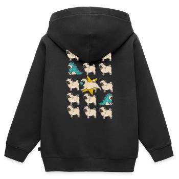 Mops Fun - Kinder Premium Organic Zip Hoodie - Schwarz - Hinten - AI Model Kid Male (0cm)